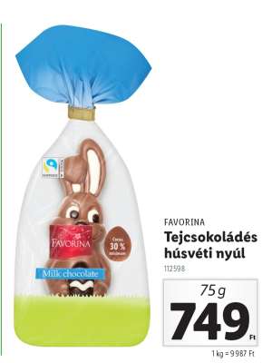 FAVORINA Tejcsokoládés húsvéti nyúl