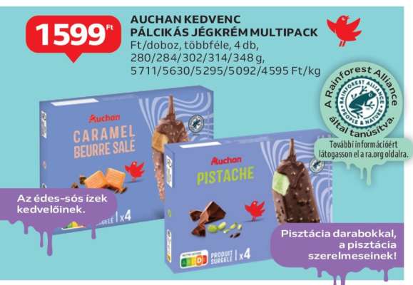 Auchan Kedvenc Pálcikás Jégkrém Multipack
