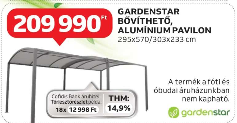 GARDENSTAR Bővíthető, Alumínium Pavilon