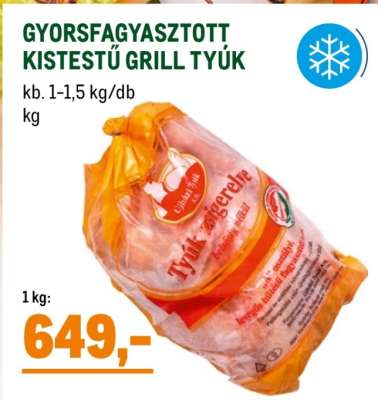 Gyorsfagyasztott Kistestű Grill Tyúk