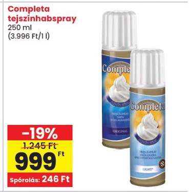 Completa tejszínhabspray