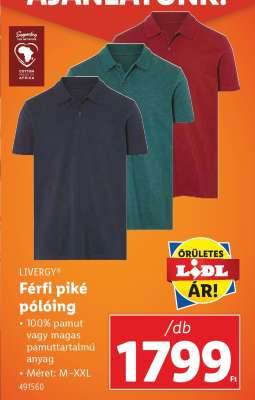 LIVERGY® Férfi piké pólóing
