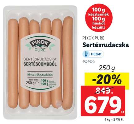 PIKOK PURE Sertésrudacska
