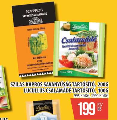 Szilas Kapros Savanyúság Tartósító, 200g / Lucullus Csalamádé Tartósító, 100g