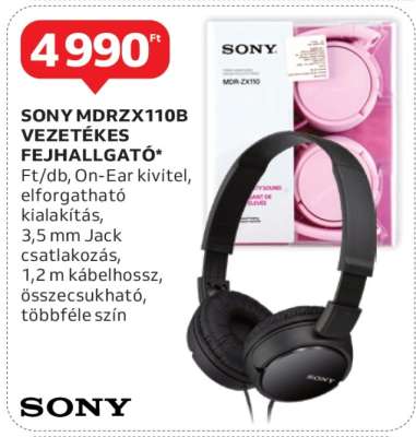 SONY MDRZX110B VEZETÉKES FEJHALLGATÓ