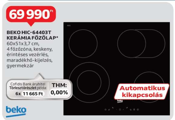 BEKO HIC-64403T KERÁMIA FŐZŐLAP