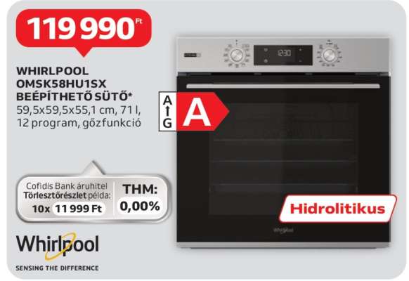 WHIRLPOOL OMSK58HU1SX Beépíthető Sütő