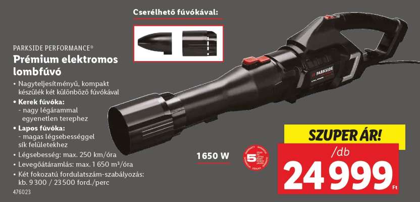 Parkside Performance Prémium elektromos lombfúvó