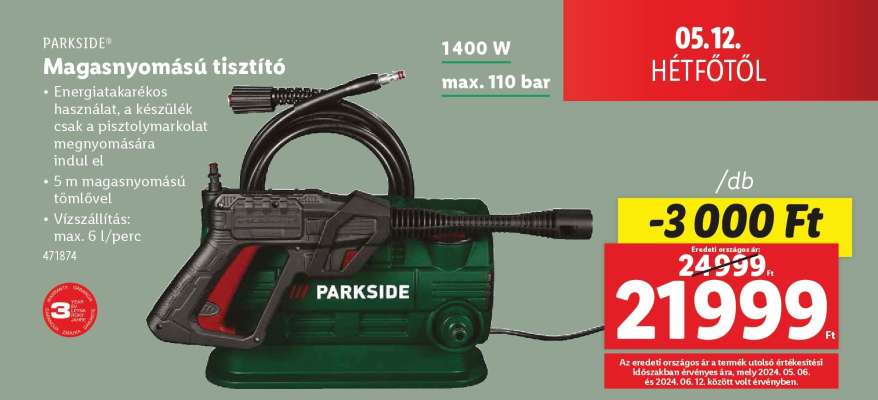 PARKSIDE Magasnyomású tisztító