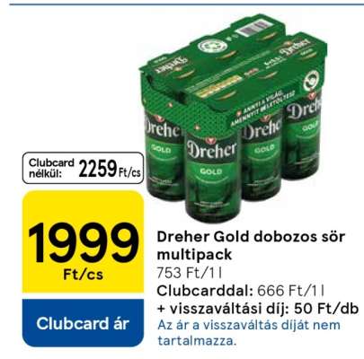 Dreher Gold dobozos sör multipack