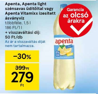 Apenta, Apenta light szénsavas üdítőital vagy Apenta Vitamixx ízesített ásványvíz