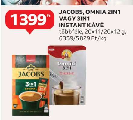 JACOBS, OMNIA 2IN1 VAGY 3IN1 INSTANT KÁVÉ