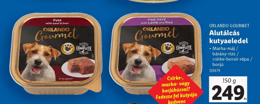 ORLANDO GOURMET Alutálcás kutyaeledel