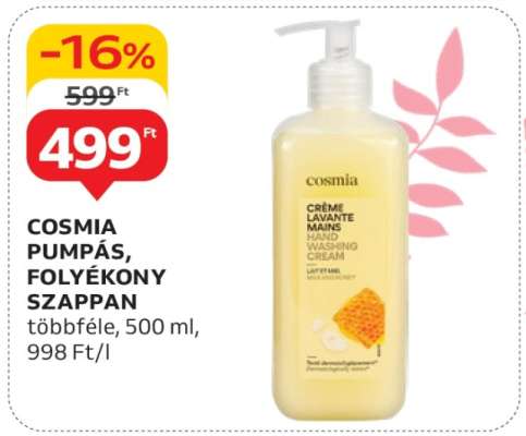 COSMIA Pumpás, Folyékony Szappan