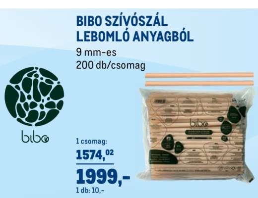 BIBO Szívószál Lebomló Anyagból