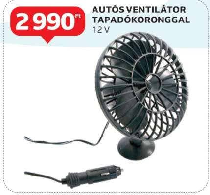 Autós ventilátor tapadókoronggal