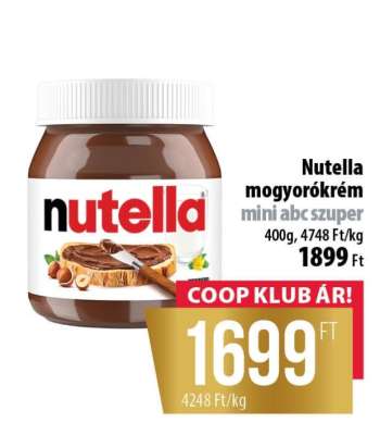 Nutella mogyorókrém mini abc szuper