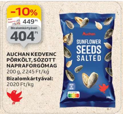 AUCHAN KEDVENC PÖRKÖLT, SÓZOTT NAPRAFORGÓMAG
