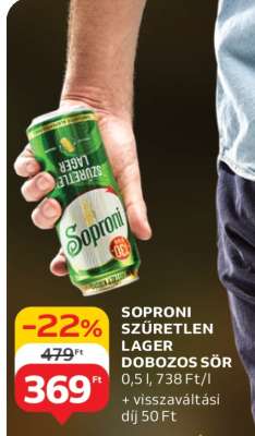 Soproni Szűretlen Lager Dobozos Sör