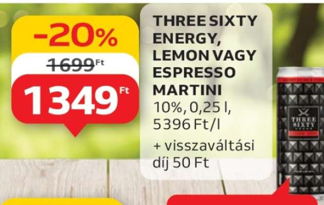 THREE SIXTY ENERGY, LEMON VAGY ESPRESSO MARTINI