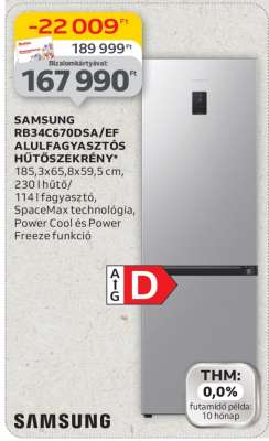 Samsung RB34C670DSA/EF Alulfagyasztós Hűtőszekrény
