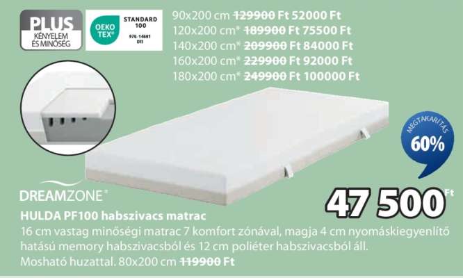 DREAMZONE HULDA PF100 habszivacs matrac