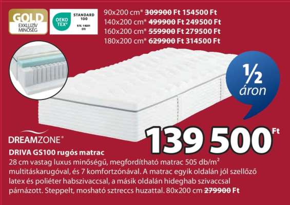 DREAMZONE DRIVA GS100 rugós matrac
