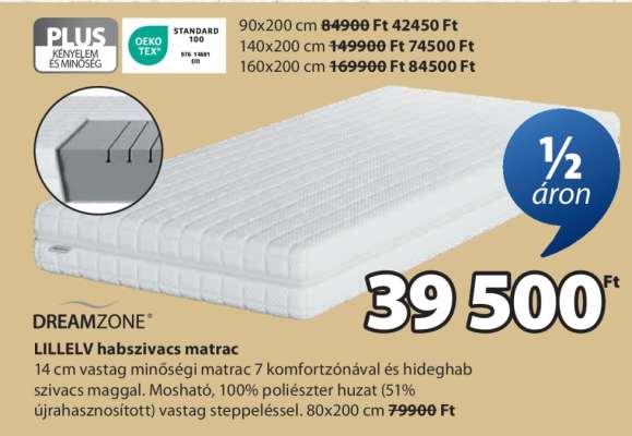 DREAMZONE LILLELV habszivacs matrac