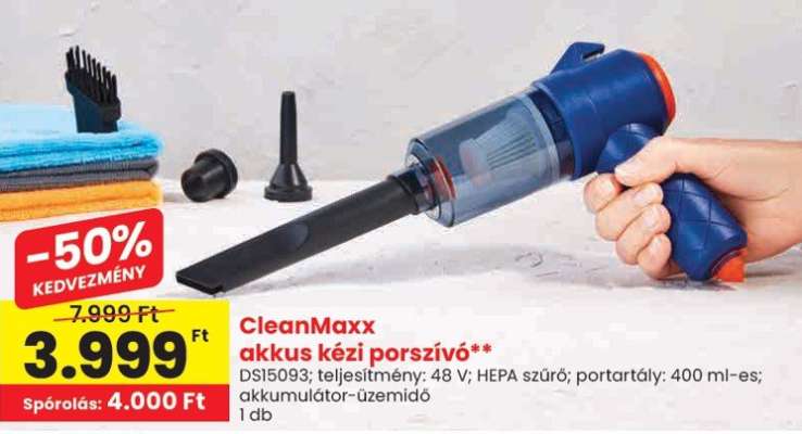 CleanMaxx akkus kézi porszívó
