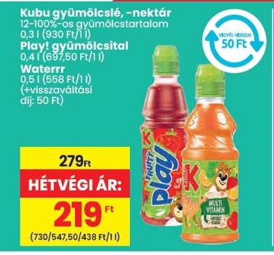 Kubu gyümölcslé, -nektár