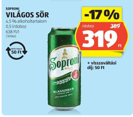 SOPRONI Világos sör