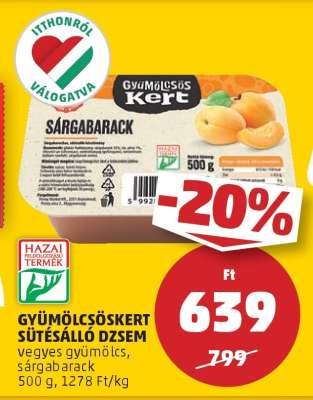 GYÜMÖLCSÖSKERT SÜTÉSÁLLÓ DZSEM