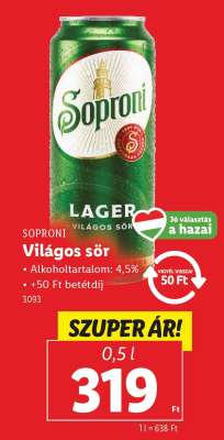 SOPRONI Világos sör
