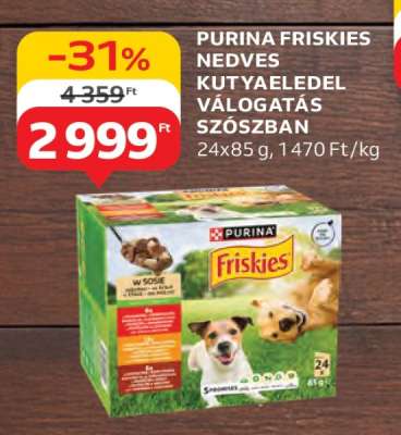 PURINA FRISKIES NEDVES KUTYAELEDEL VÁLOGATÁS SZÓSZBAN