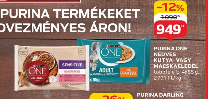 Purina One nedves kutya- vagy macskaeledel