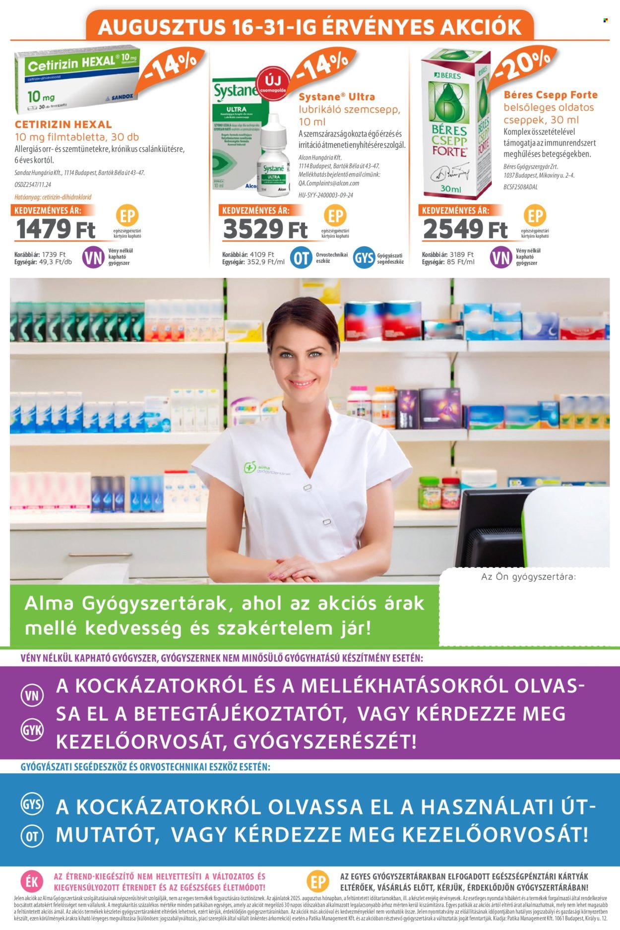 Alma Gyógyszertárak akciós újság érvényes:  - 2025.08.01 - 2025.08.31. 20. oldal Oldal 20