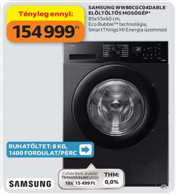 SAMSUNG WW80CGC04DABLE ELŐLTÖLTŐS MOSÓGÉP