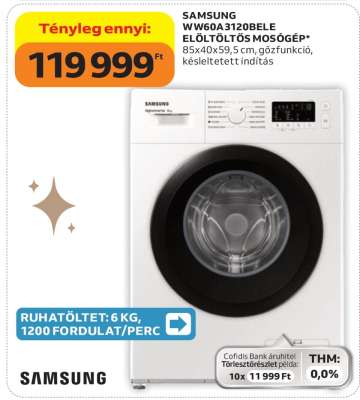 SAMSUNG W60A 3120BELE ELŐLTÖLTŐS MOSÓGÉP