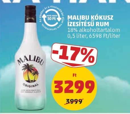 Malibu Kókusz Ízesítésű Rum