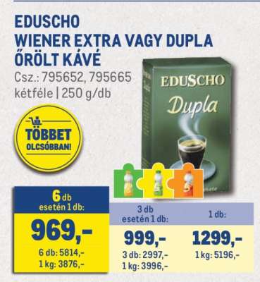 EDUSCHO WIENER EXTRA VAGY DUPLA ŐRÖLT KÁVÉ