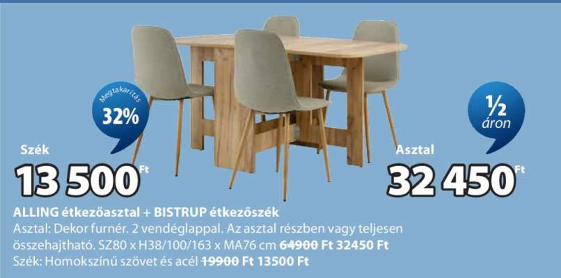 ALLING étkezőasztal + BISTRUP étkezőszék