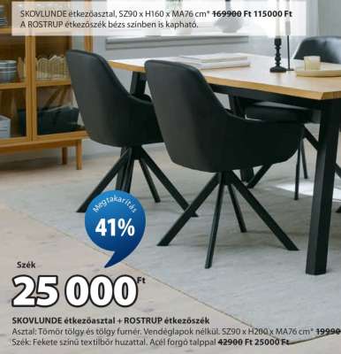 SKOVLUNDE étkezőasztal + ROSTRUP étkezőszék