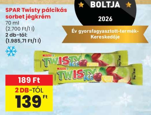 SPAR Twisty pálcikás sorbet jégkrém