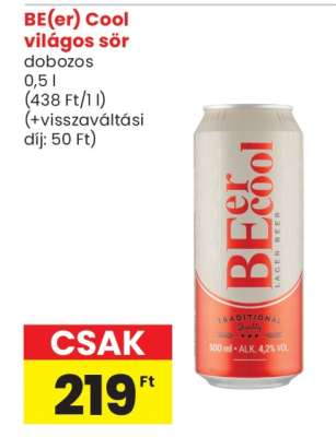 BE(er) Cool világos sör