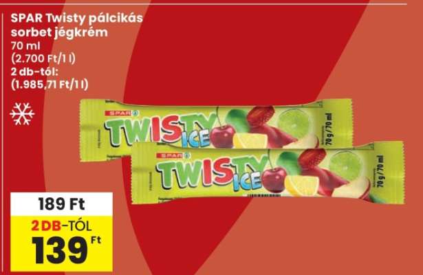 SPAR Twisty pálcikás sorbet jégkrém