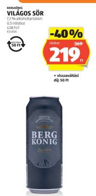 Bergkönig Világos Sör