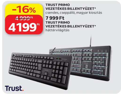 TRUST PRIMO VEZETÉKES BILLENTYŰZET