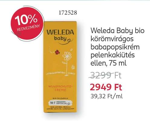 Weleda Baby bio körömvirágos babapopsikrém pelenkakiütés ellen, 75 ml