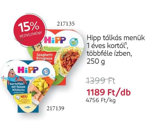 Hipp tálkás menük