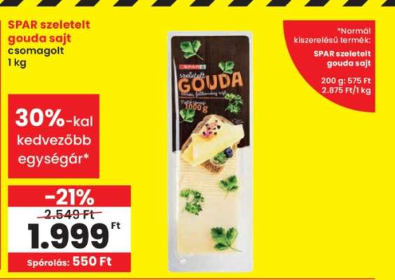 SPAR szeletelt gouda sajt